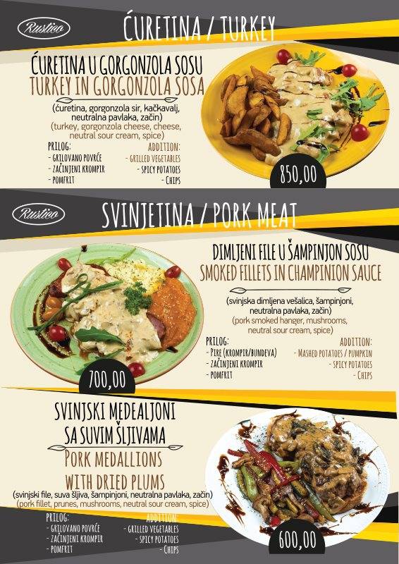 Rustico - restoran pizzeria меню