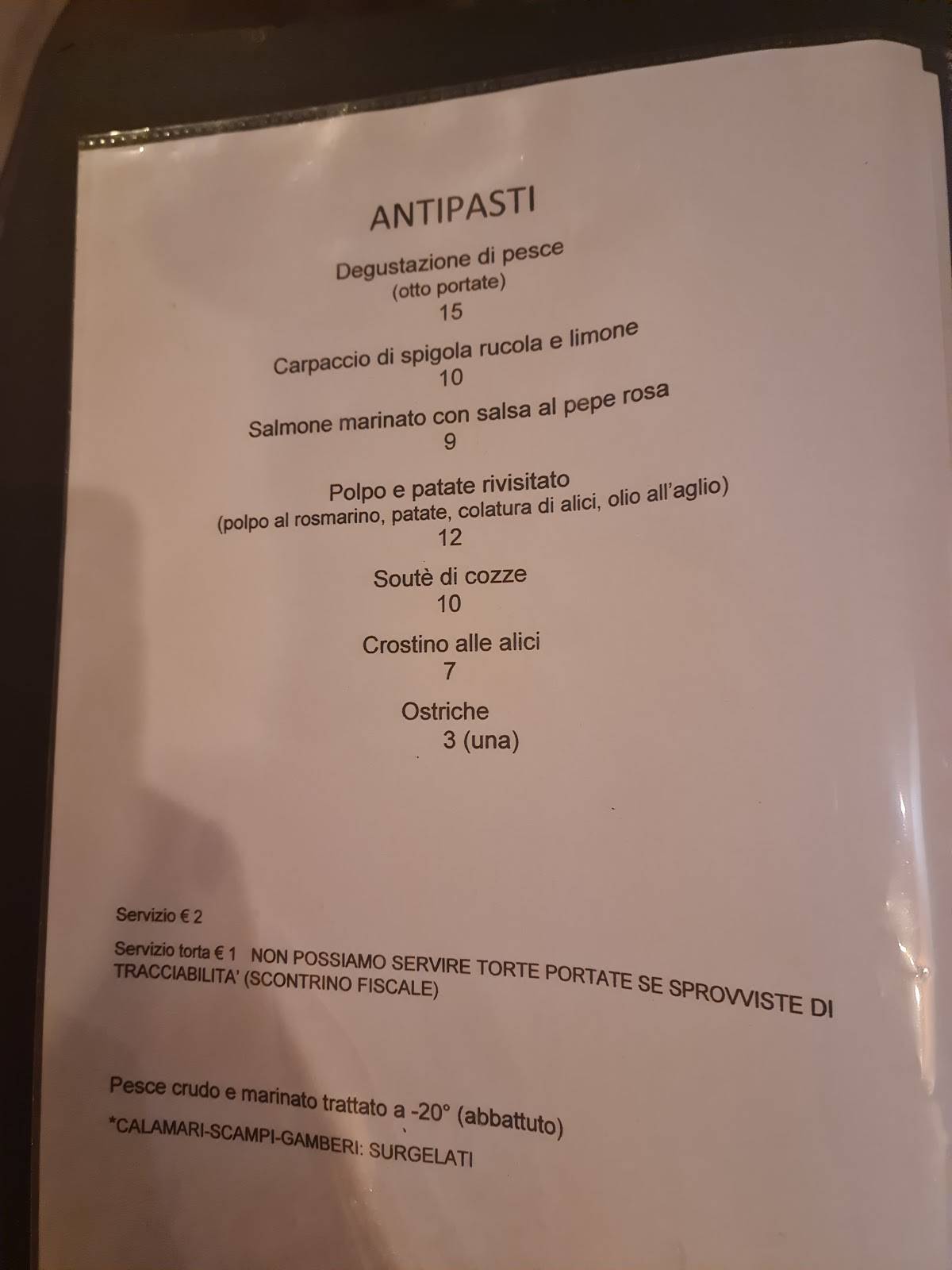 da MASTICABRODO "osteria del mare" меню