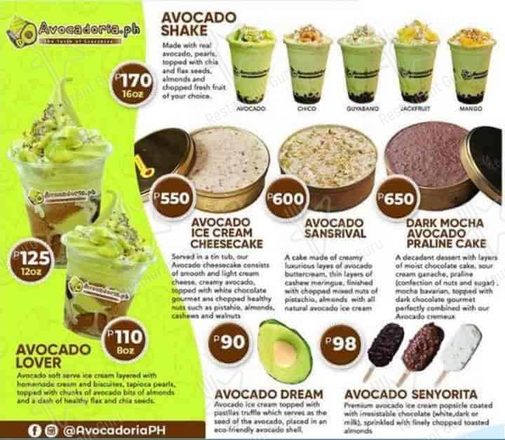 Avocadoria меню