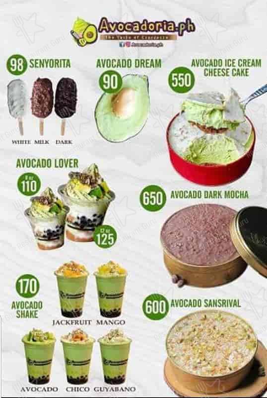 Avocadoria меню
