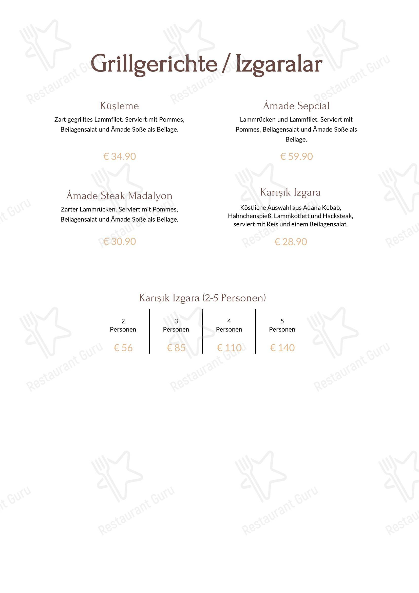 ÂMÂDE Restaurant в Кёльне - Меню