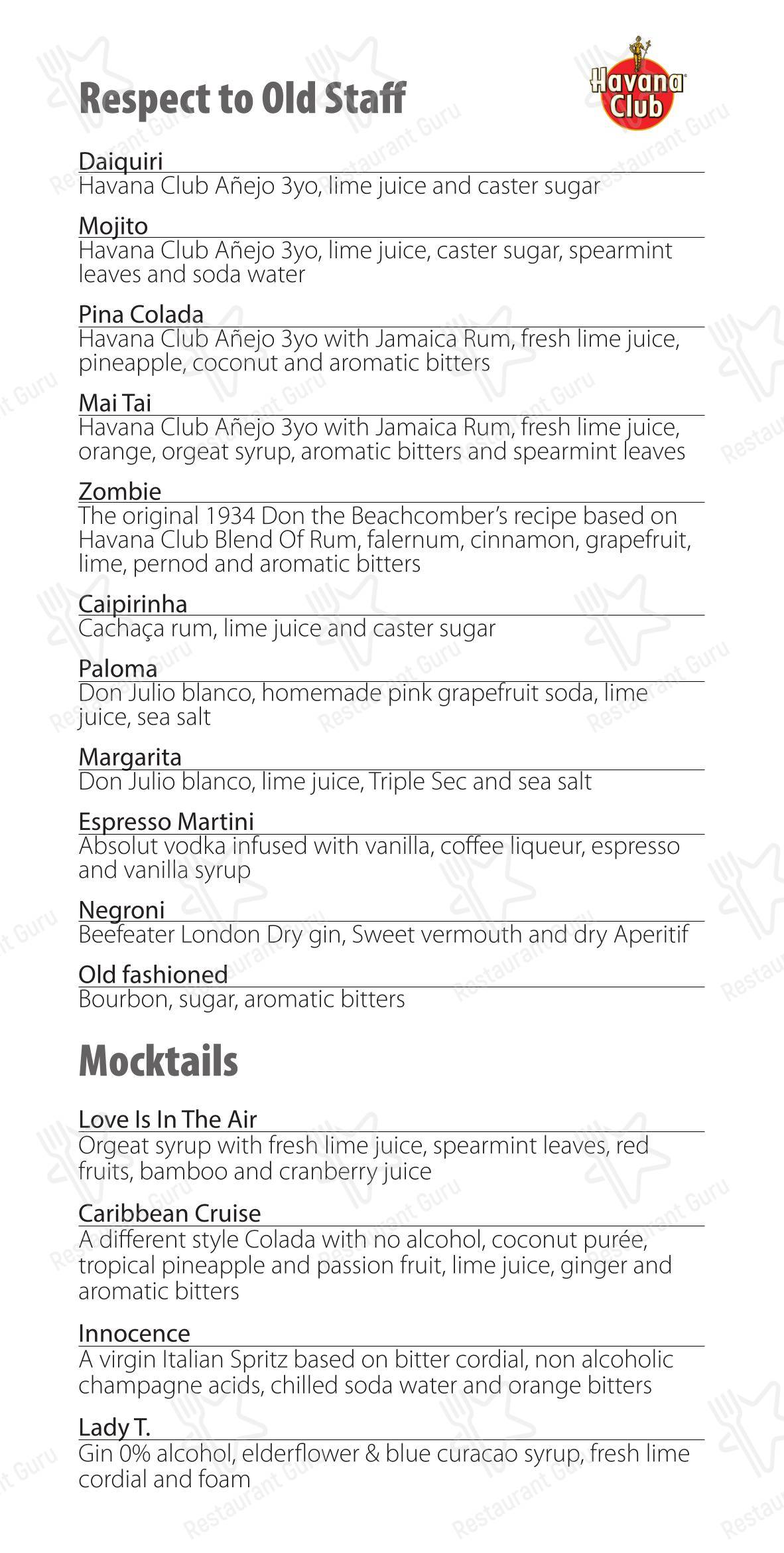Меню ресторана Beachcomber Bar Restaurant Stalis - At Home Catering Menu