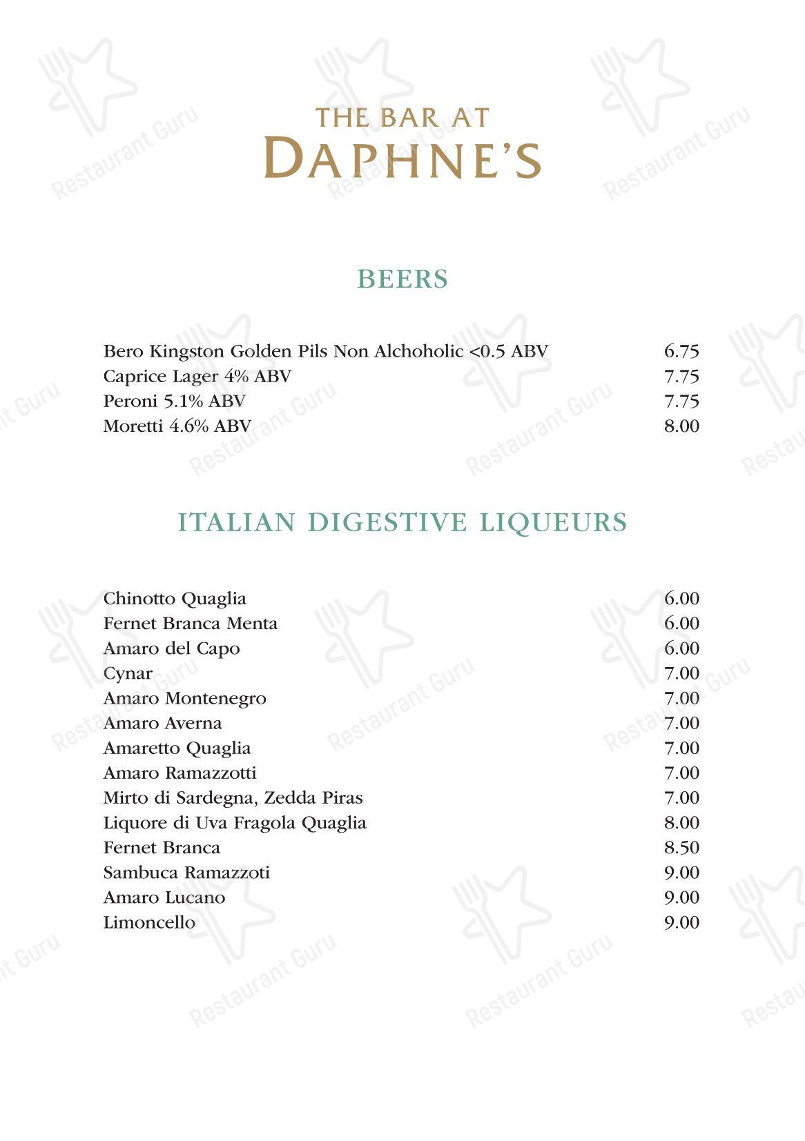 Меню ресторана Daphne's - Catering Menu