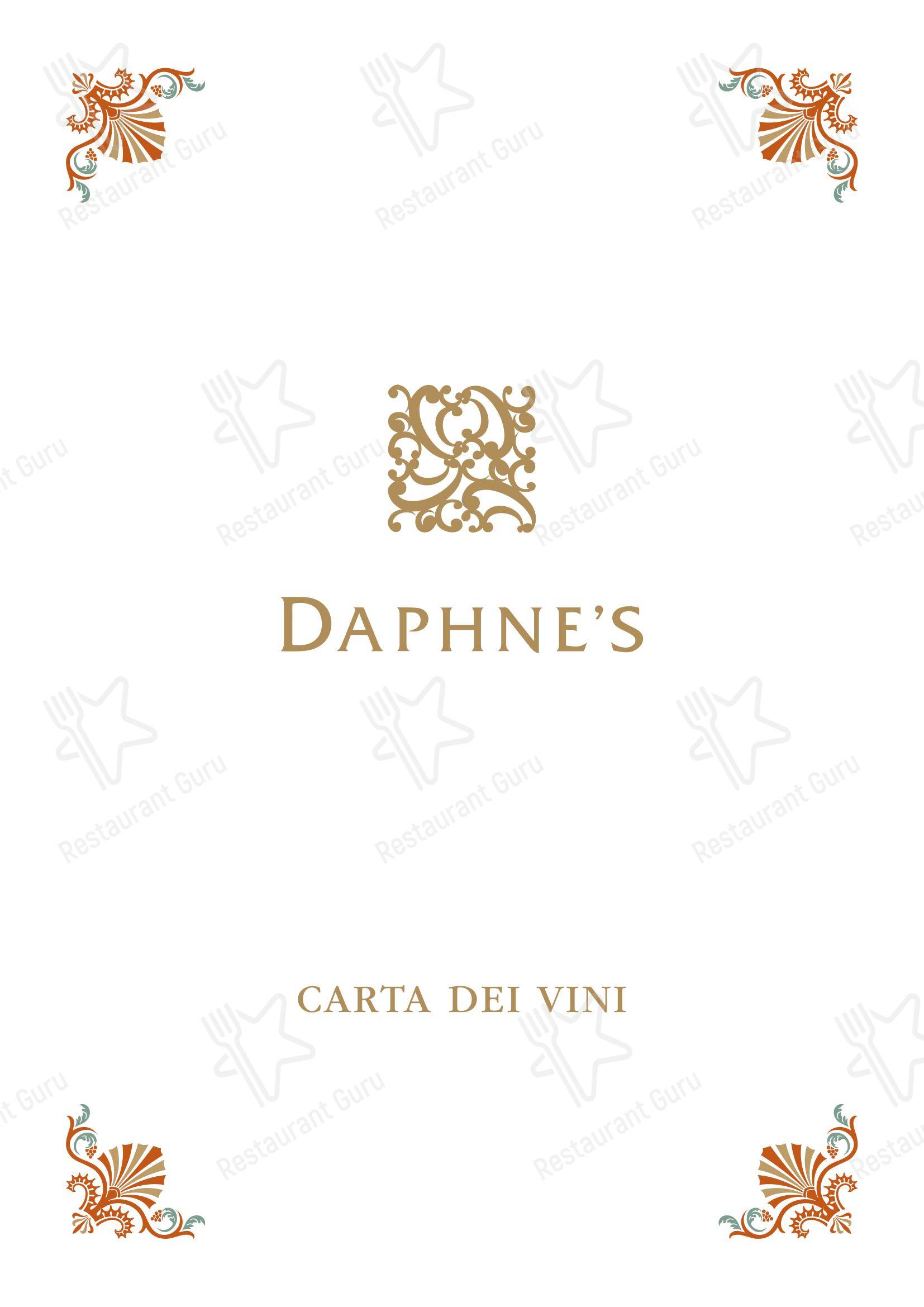 Меню ресторана Daphne's - Takeaway Menu