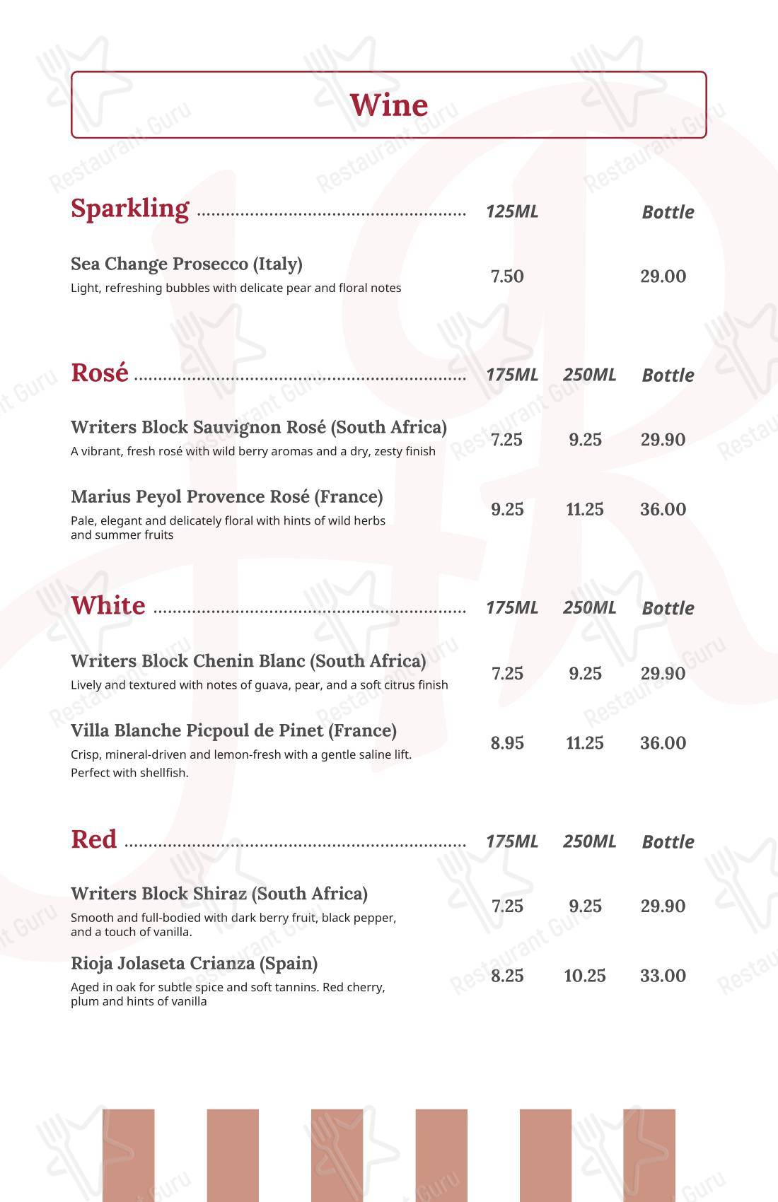 Takeaway Menu фастфуда Harry Ramsden's