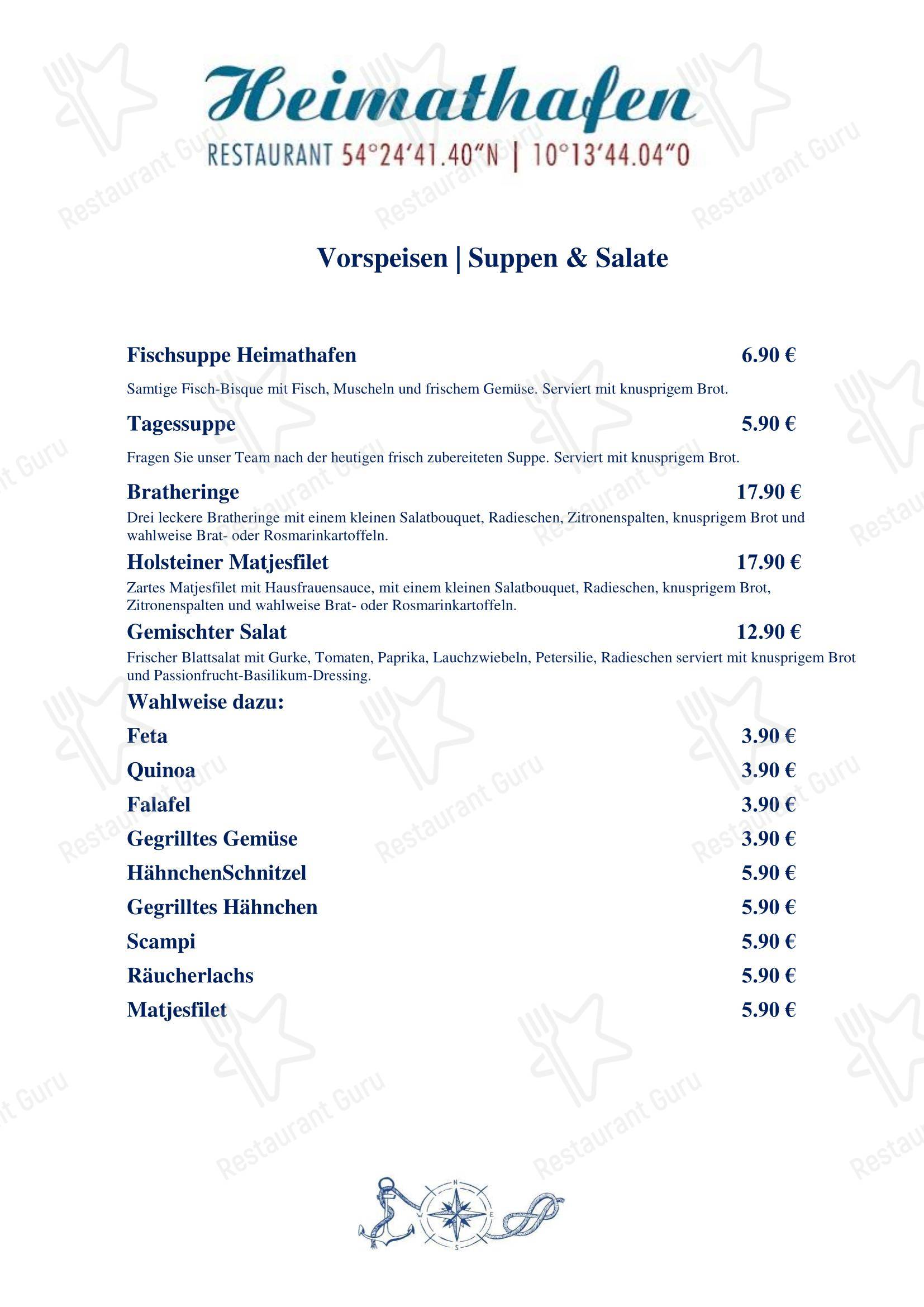 Меню ресторана Hotel Admiral Scheer, Restaurant Heimathafen - Меню напитков
