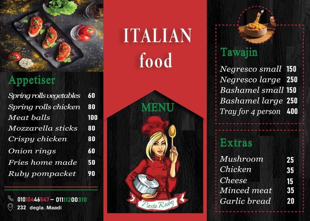 Pasta Ruby меню