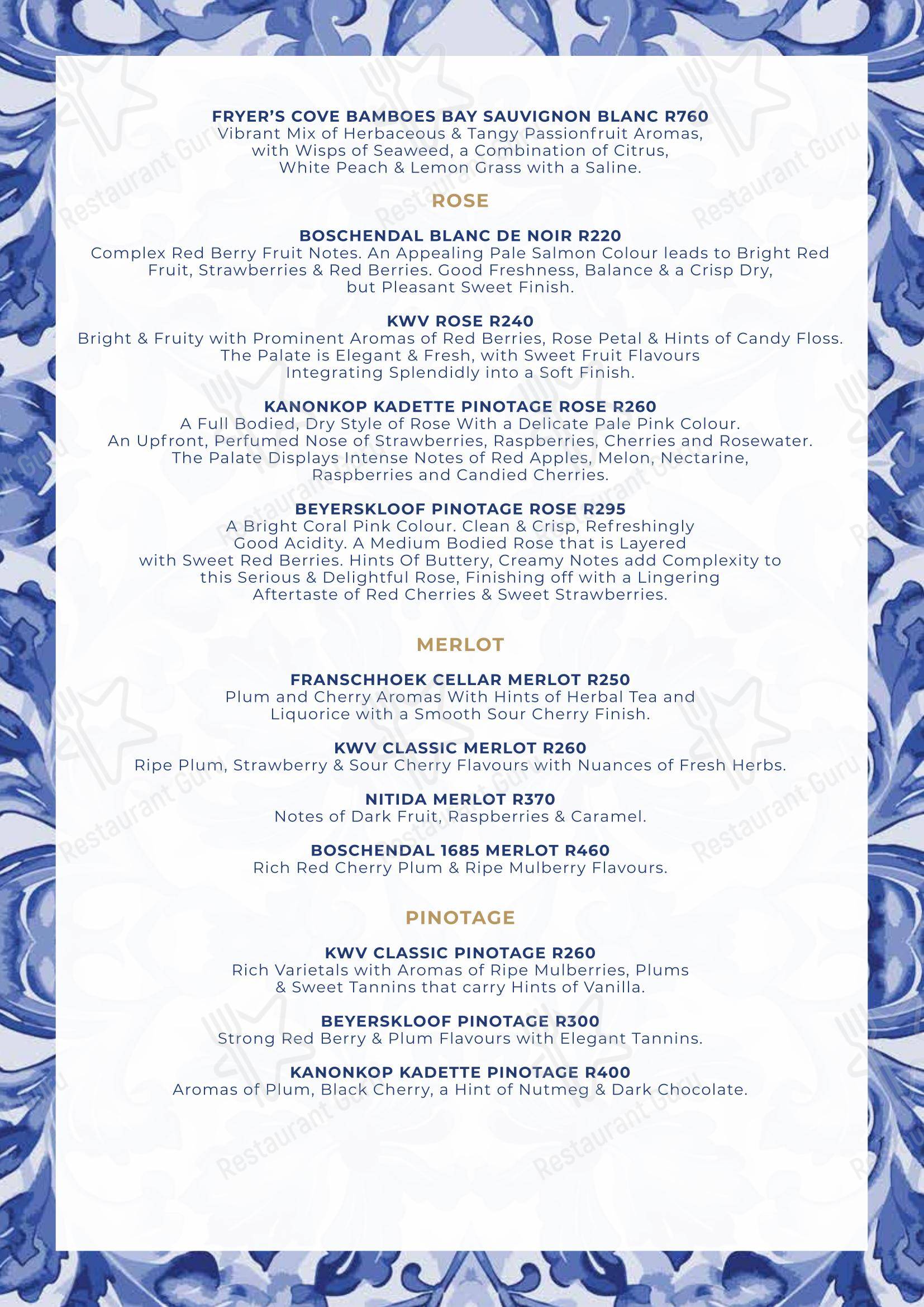 Carte menu ресторана Restaurant Cielo @ Avianto в Рудепурте