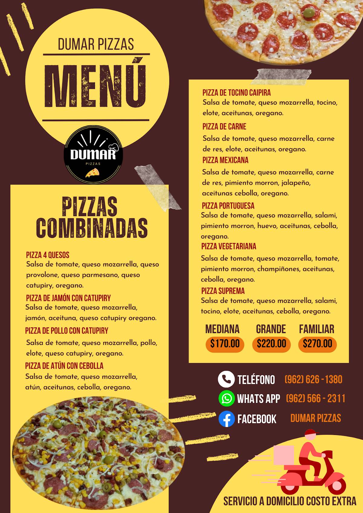 Dumar Pizzas меню