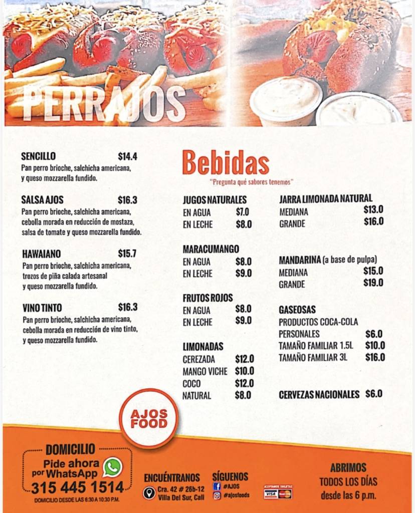 AJOS FOOD меню