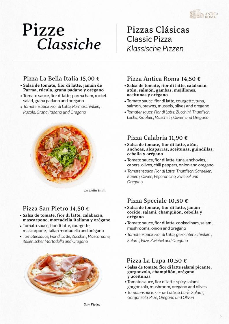 ANTICA ROMA DA LUCIANO. меню