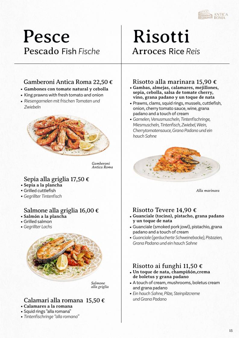 ANTICA ROMA DA LUCIANO. меню