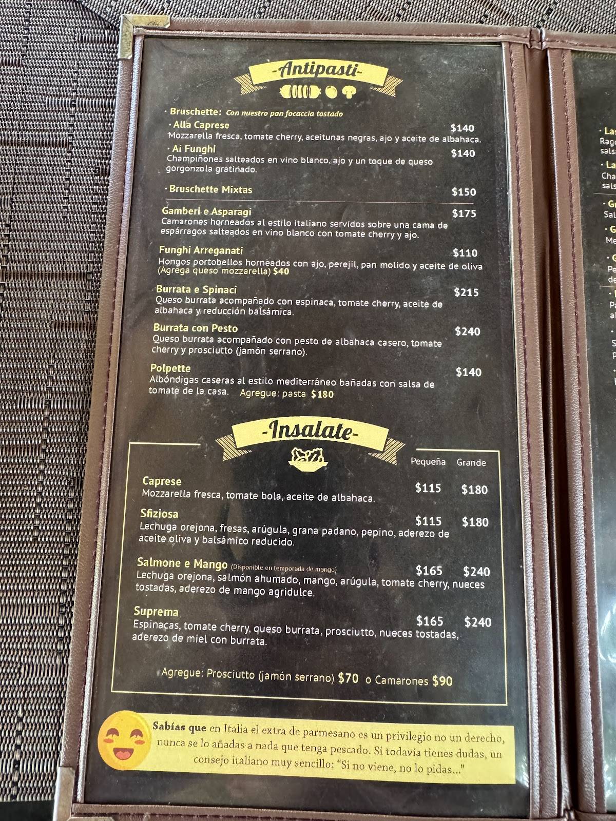 Amore e Gusto меню