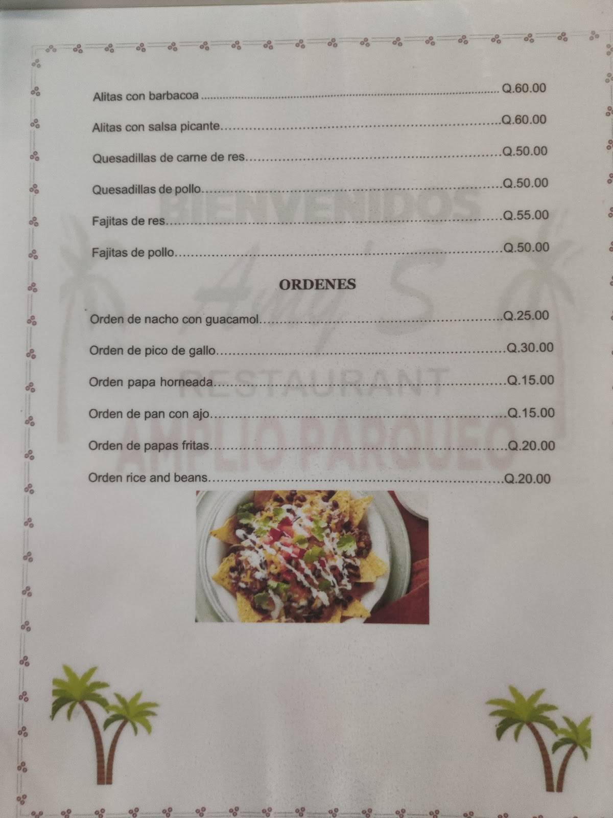 Amy's Restaurant меню