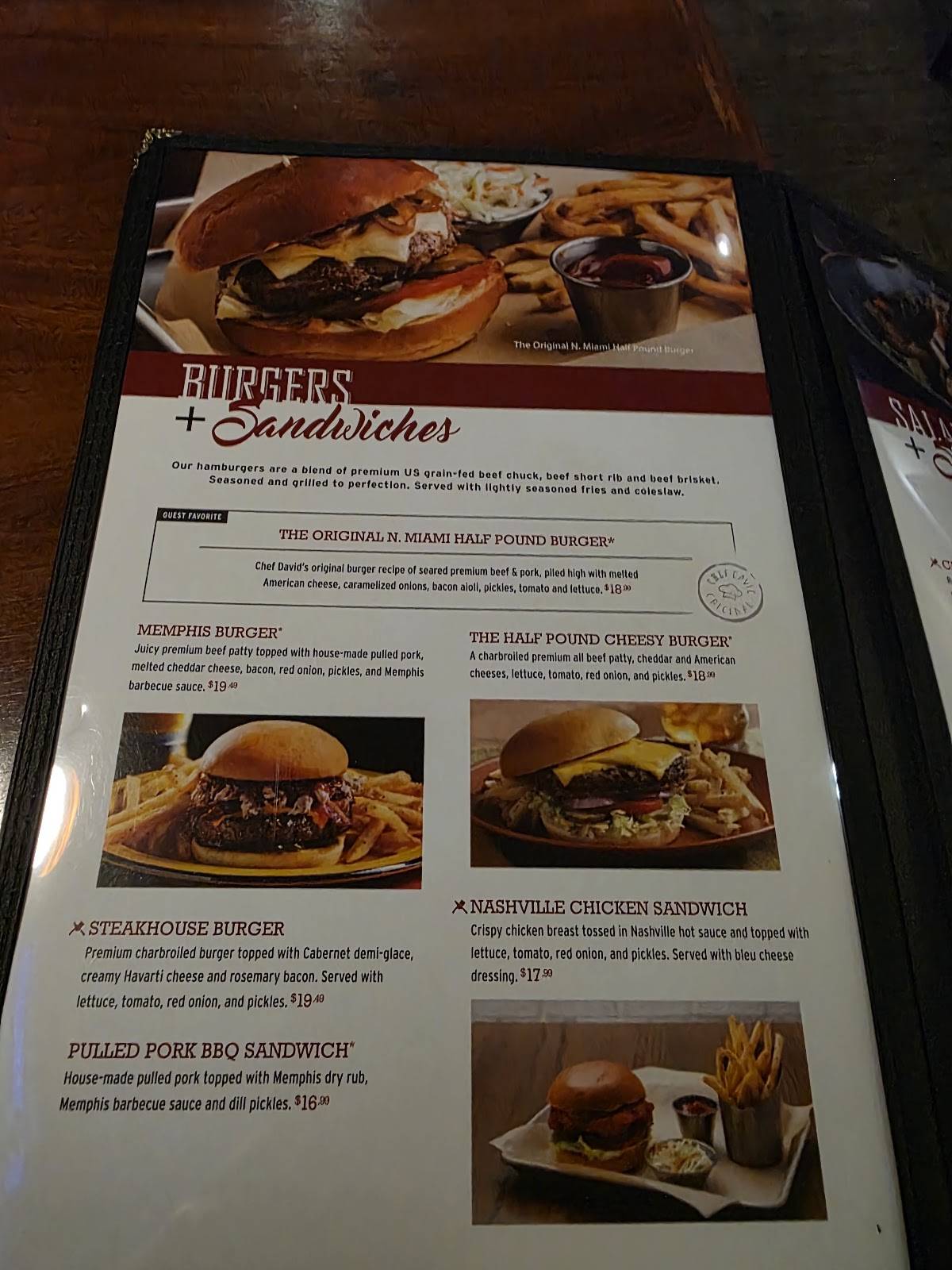 Tony Roma's меню