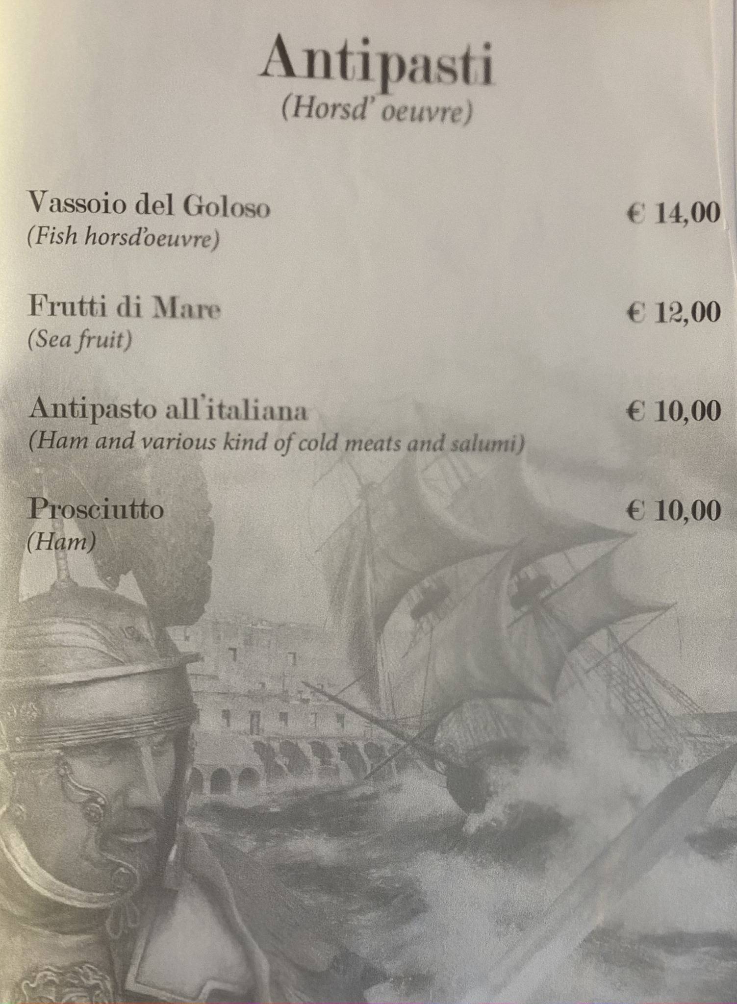 Angolo de' Trastevere меню
