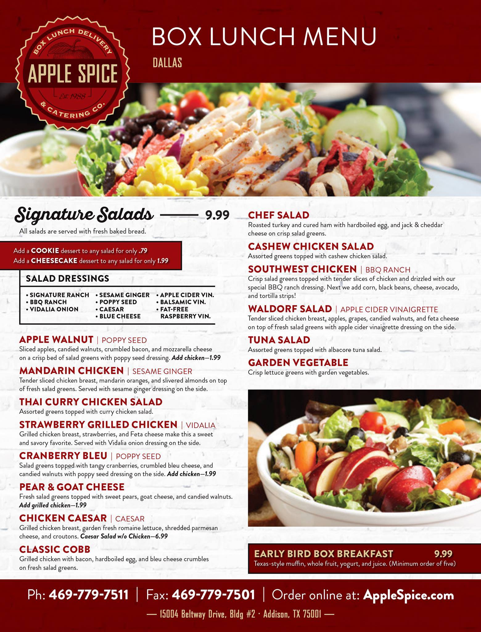 Apple Spice Box Lunch Delivery & Catering Dallas, TX меню