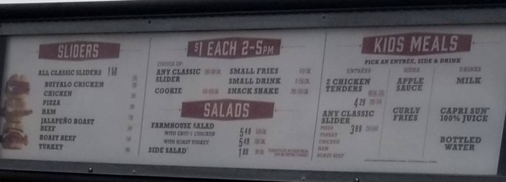 Arby's меню