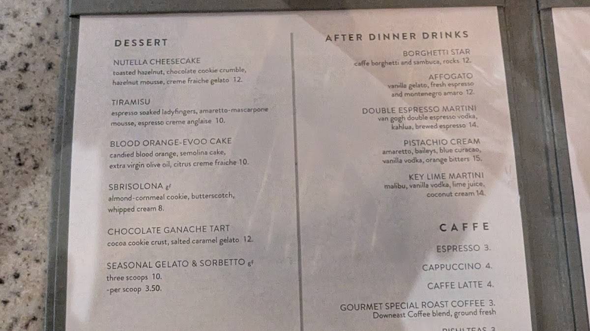 Avvio Ristorante Cranston меню