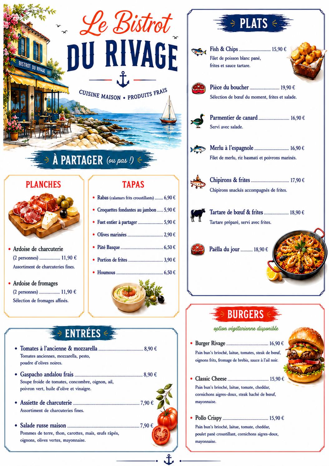 Bistrot du Rivage меню