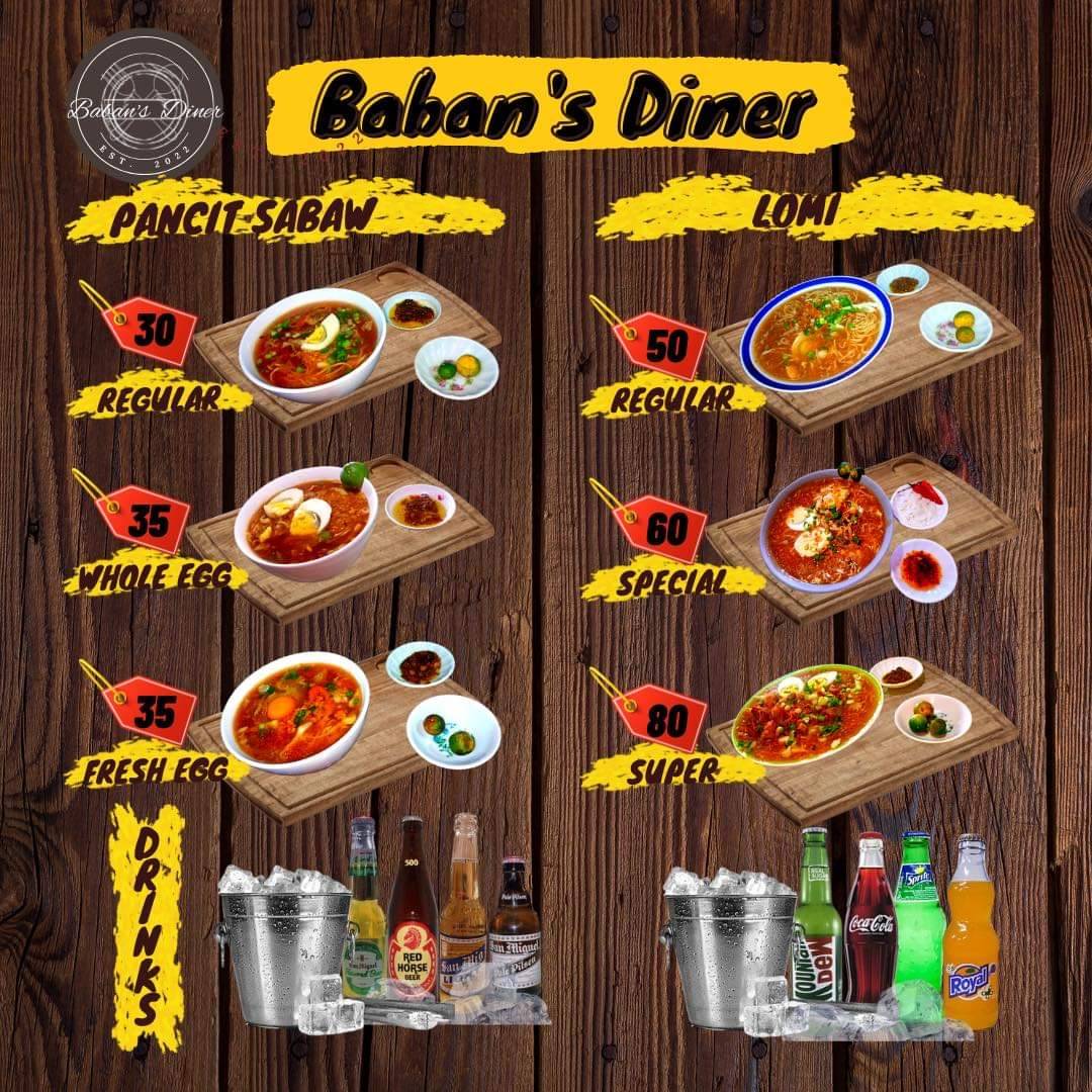 BABAN'S DINER меню