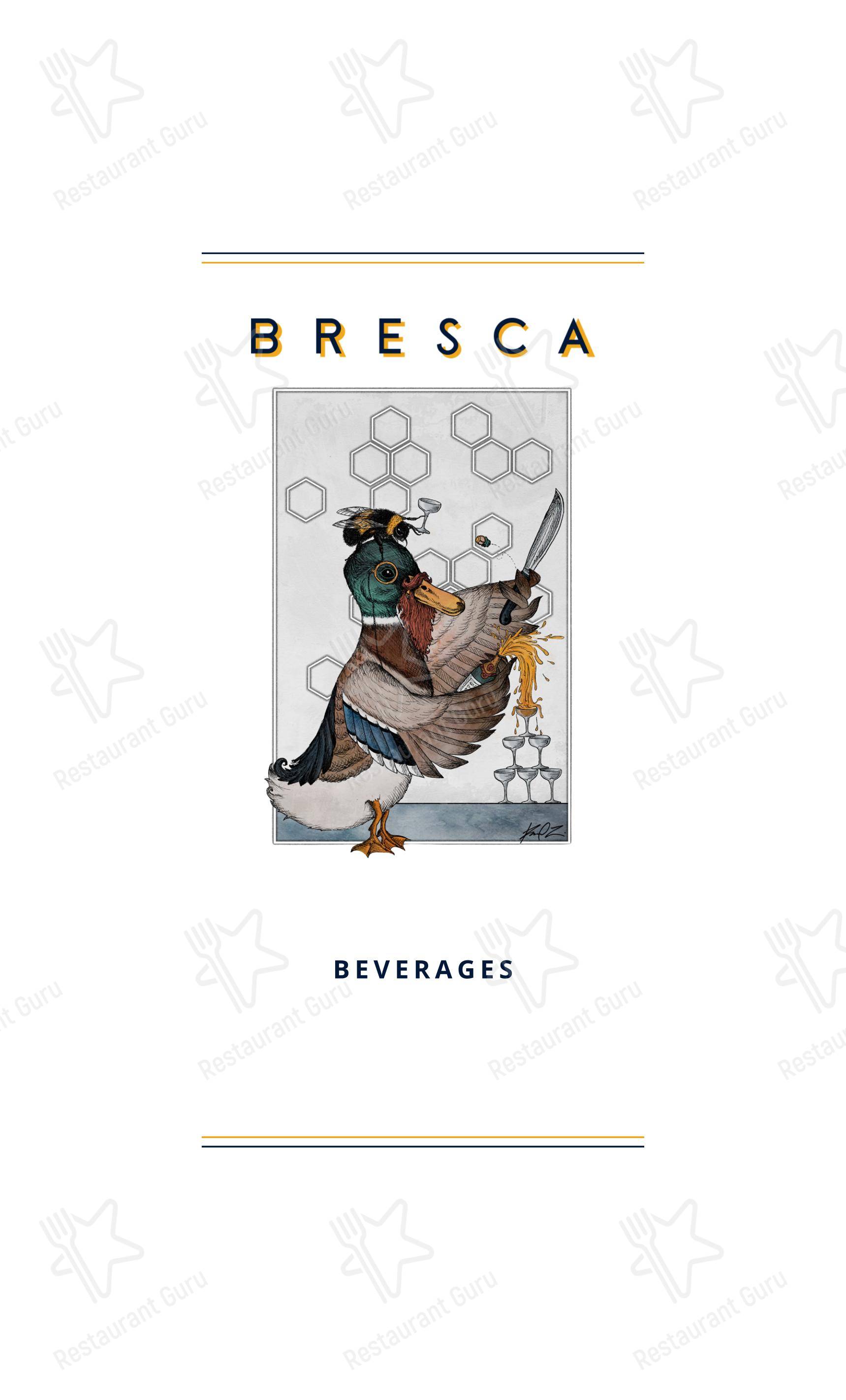 Основное меню ресторана BRESCA