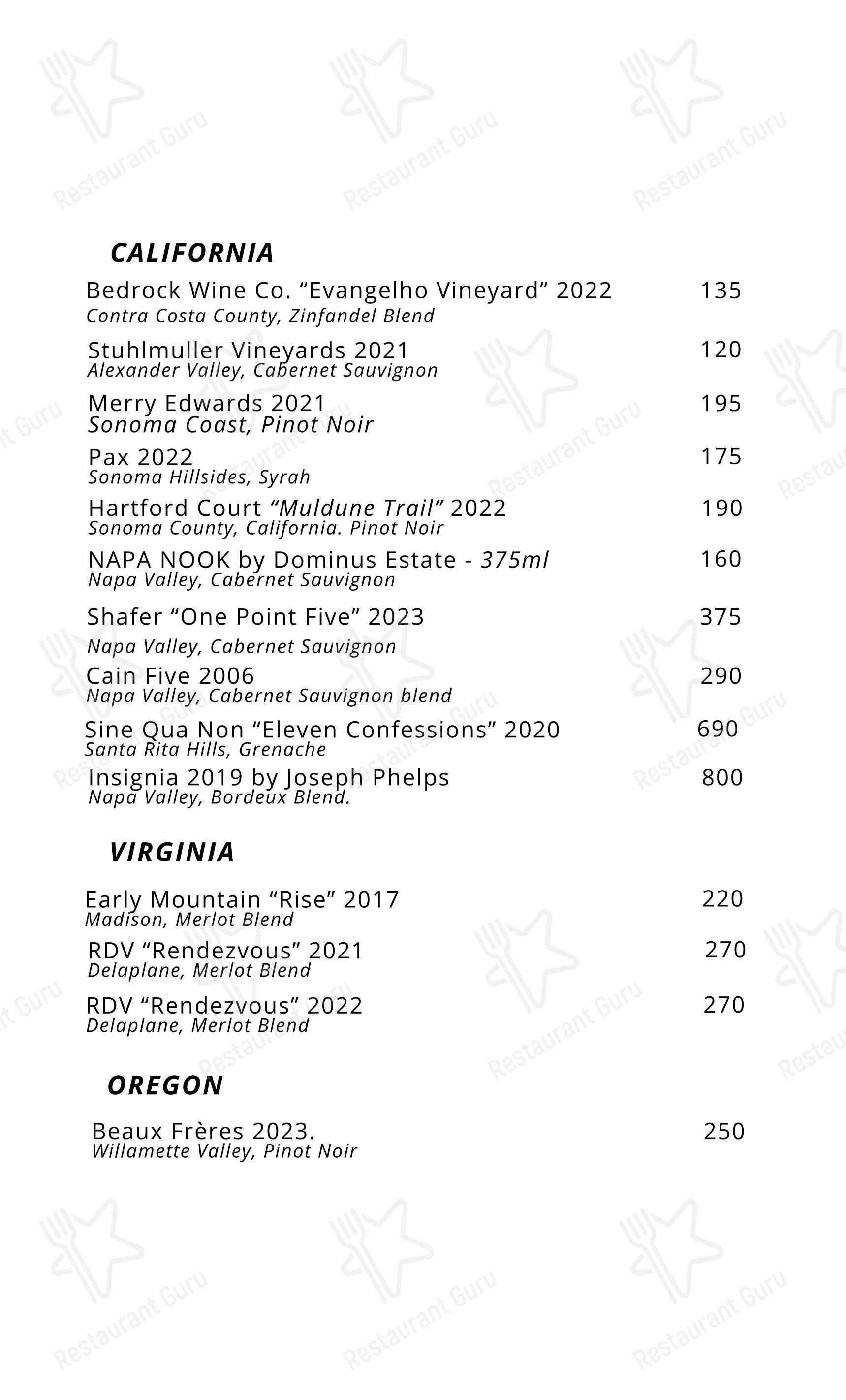 Основное меню ресторана BRESCA