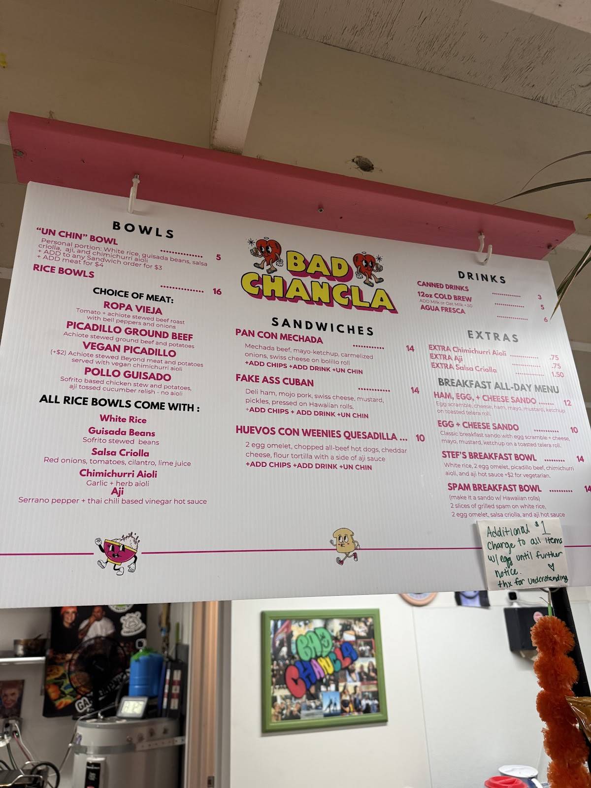 Bad Chancla меню