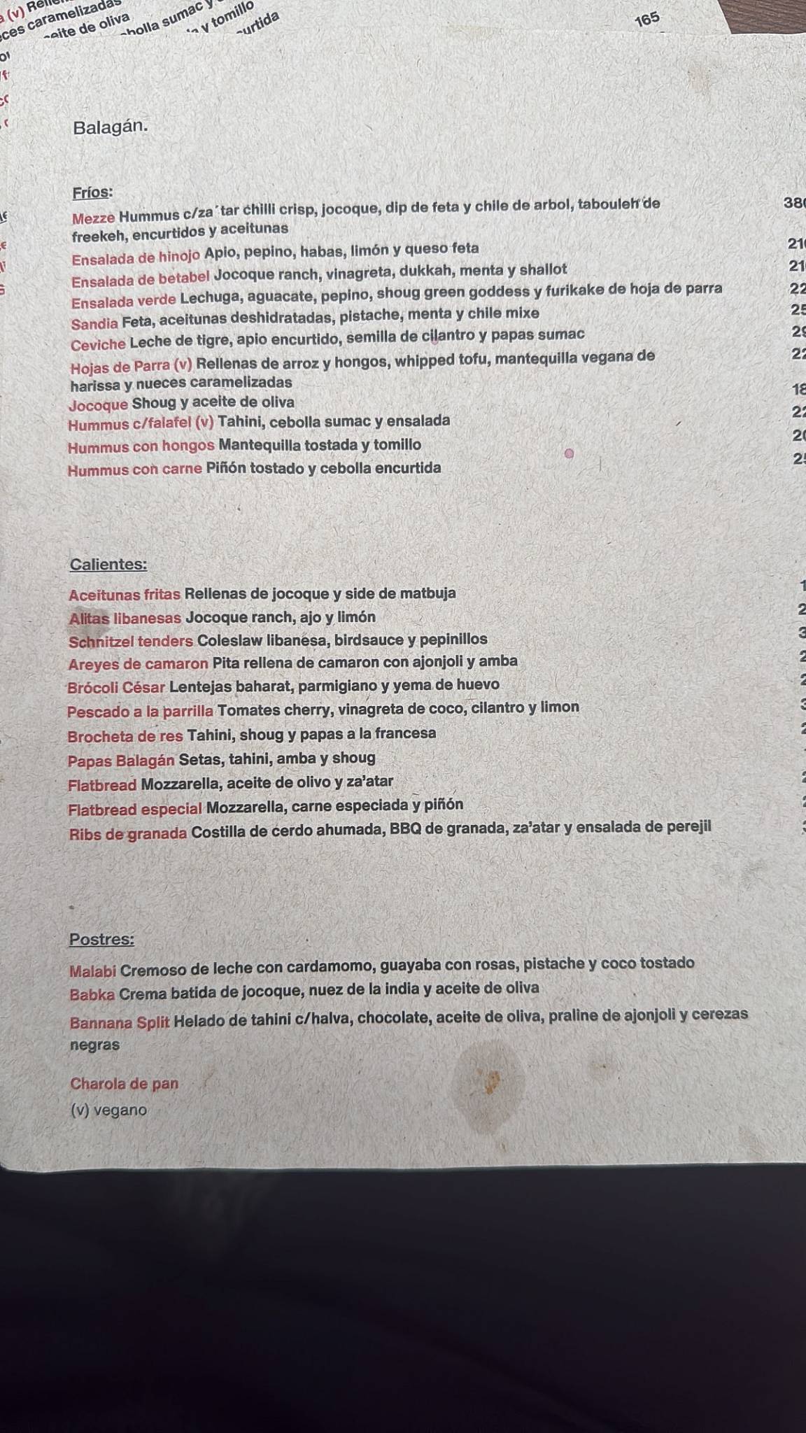 Balagán меню