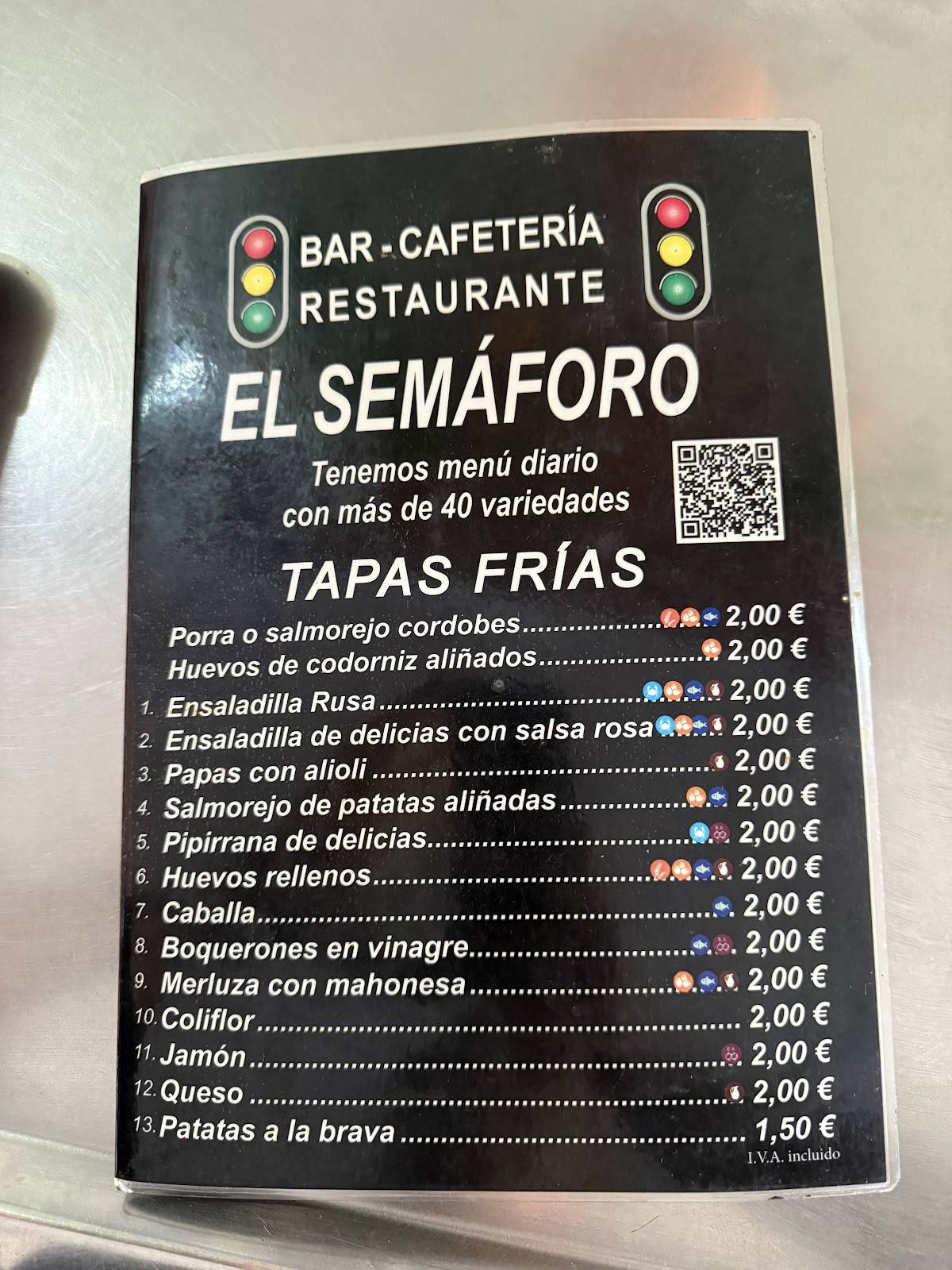 Bar El Semáforo меню