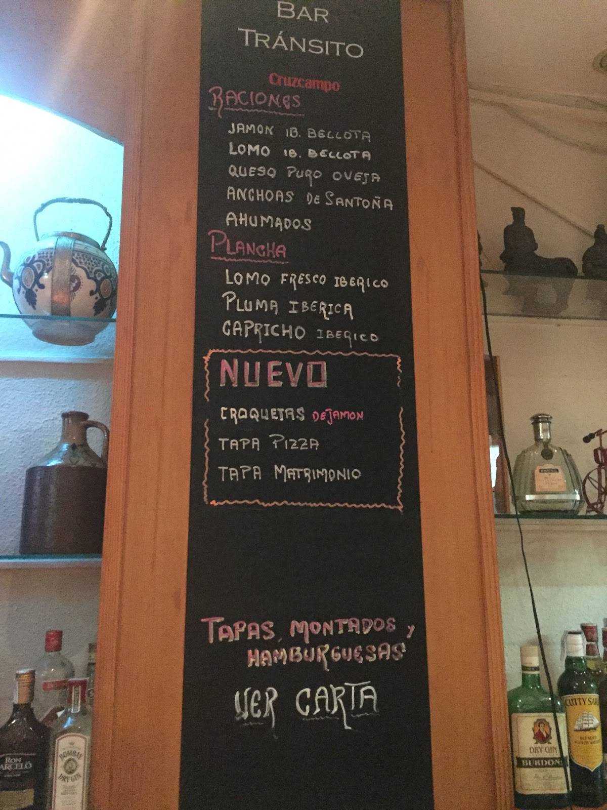 Bar Transito меню