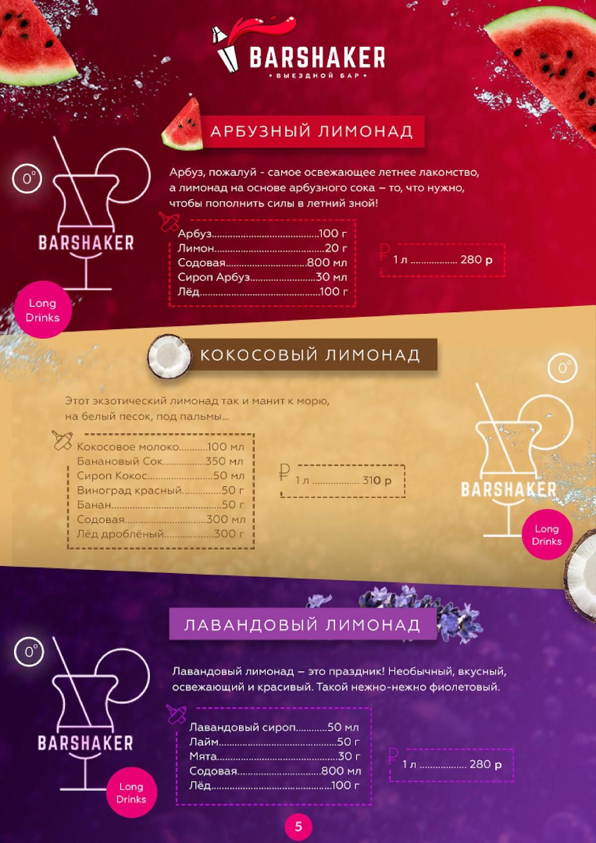 Баршейкер меню