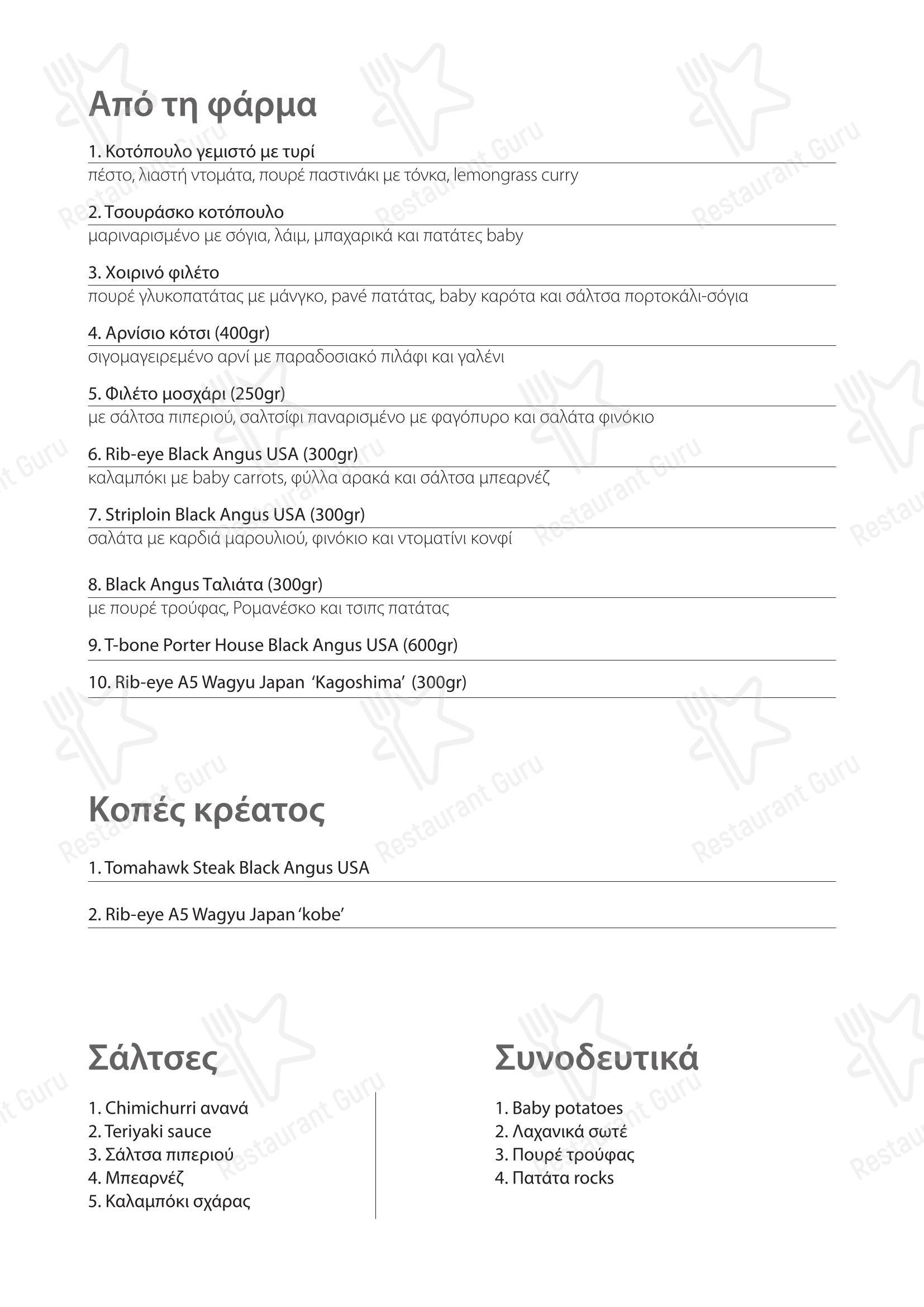 Основное меню ресторана Beachcomber Bar Restaurant Stalis в Сталиде