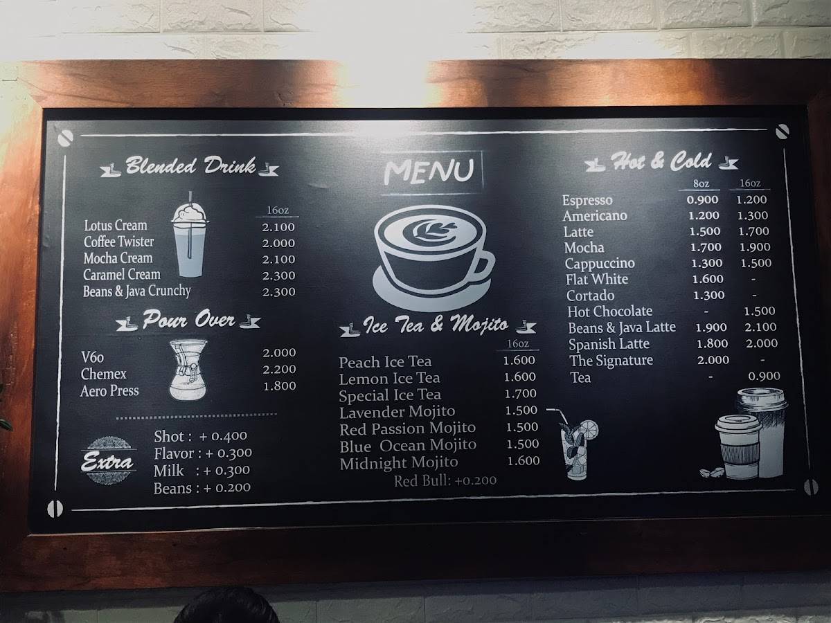 Beans & Java Cafè меню