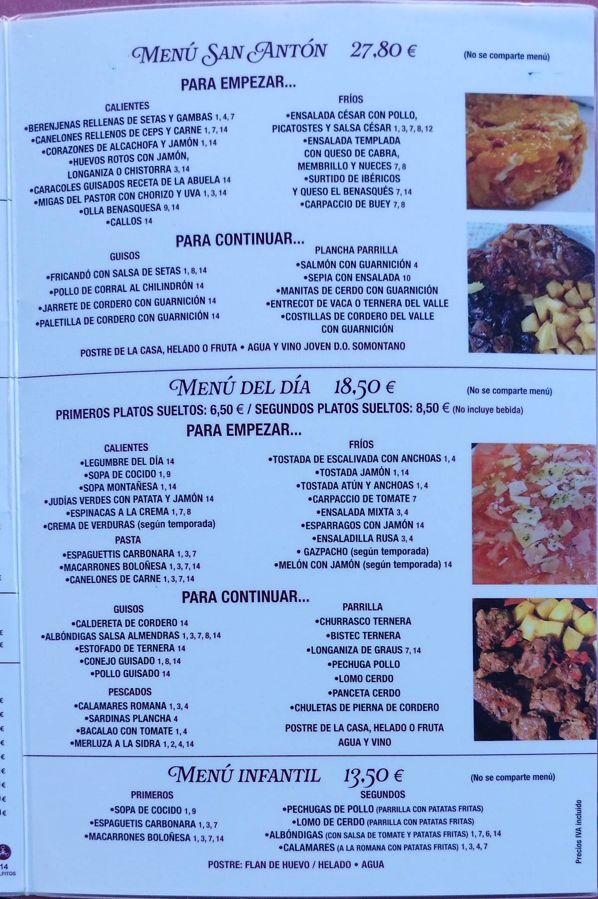 Rincón Del Foc меню