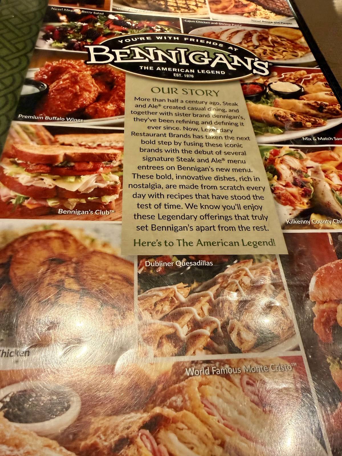 Bennigan's меню