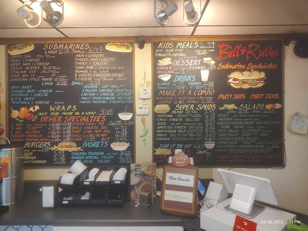Bill & Ruth's Subs and Salads меню