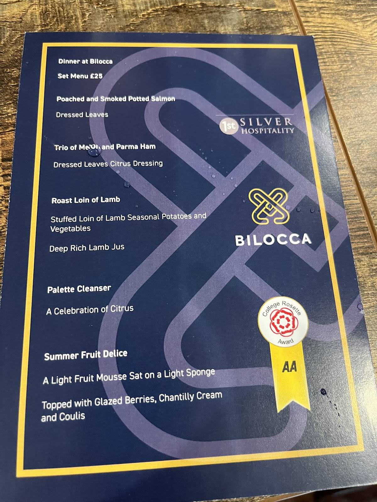 Bilocca меню