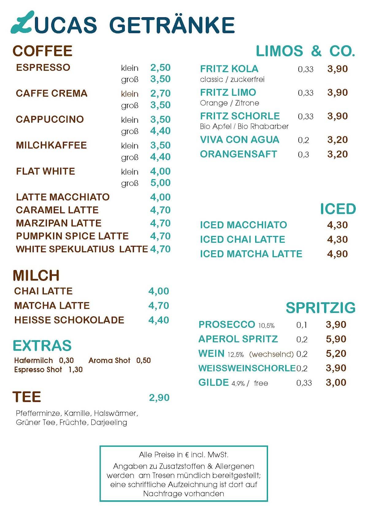 Bistro Lucas меню