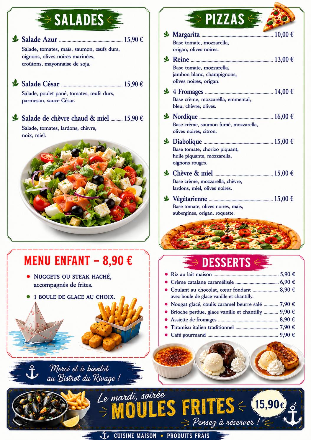 Bistrot du Rivage меню