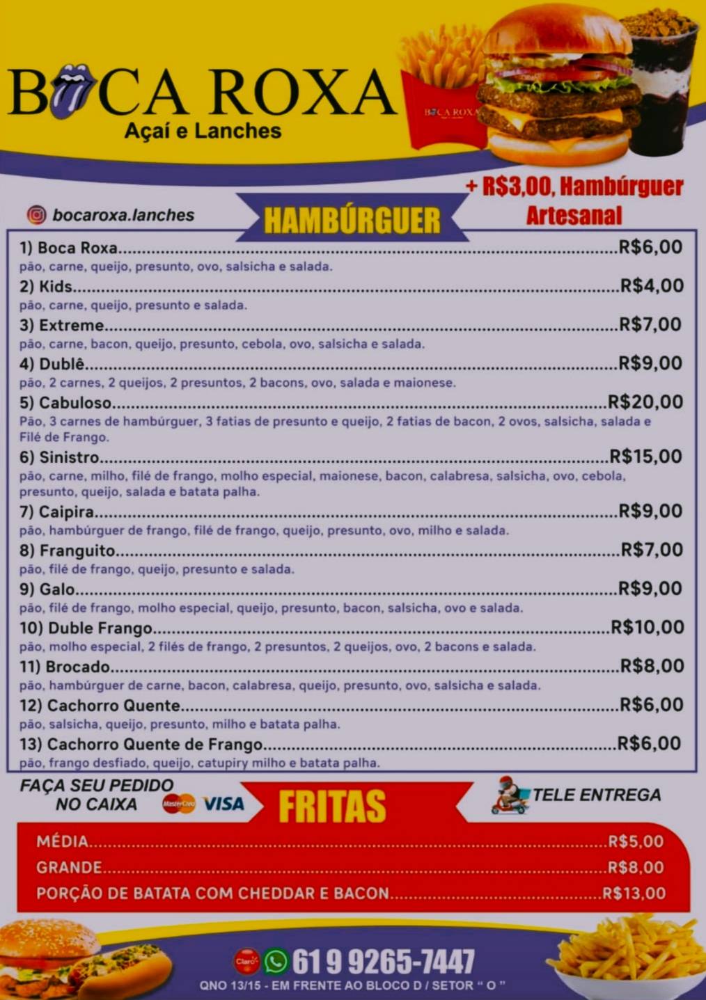 Boca Roxa Lanches EQNO 13\15 меню