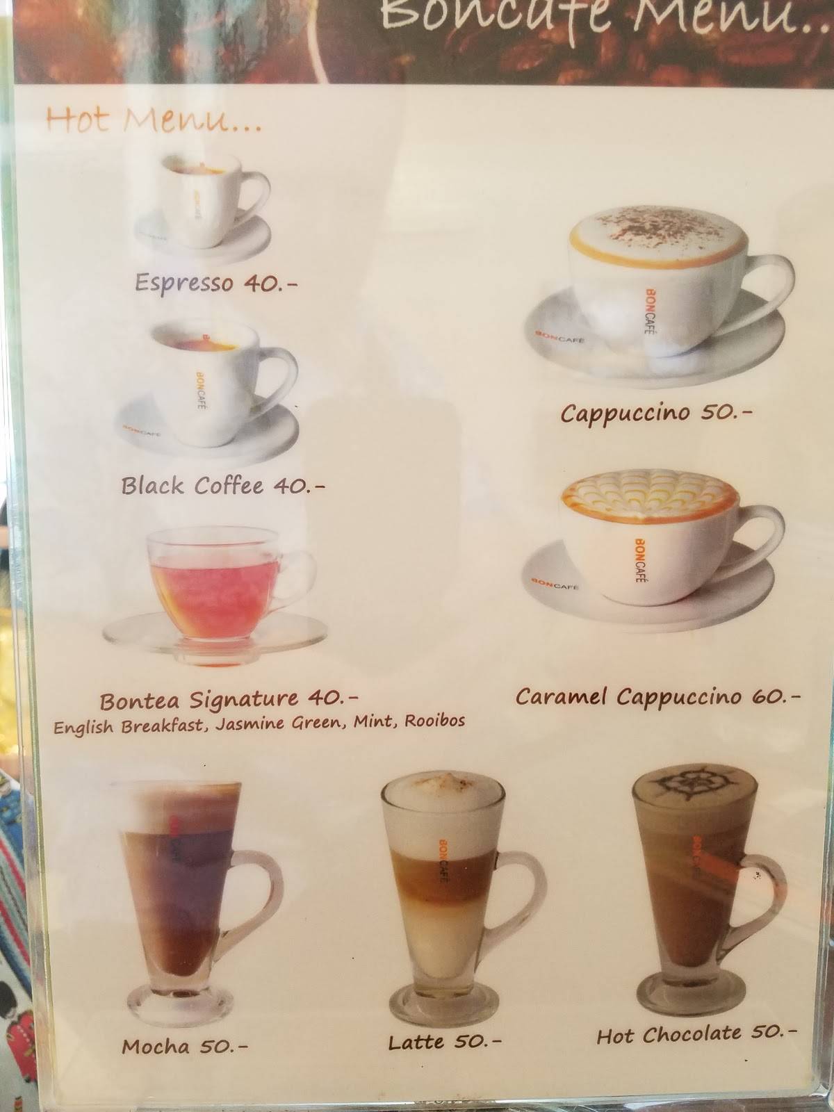 Boncafe (Thailand) Ltd. (Samui) меню