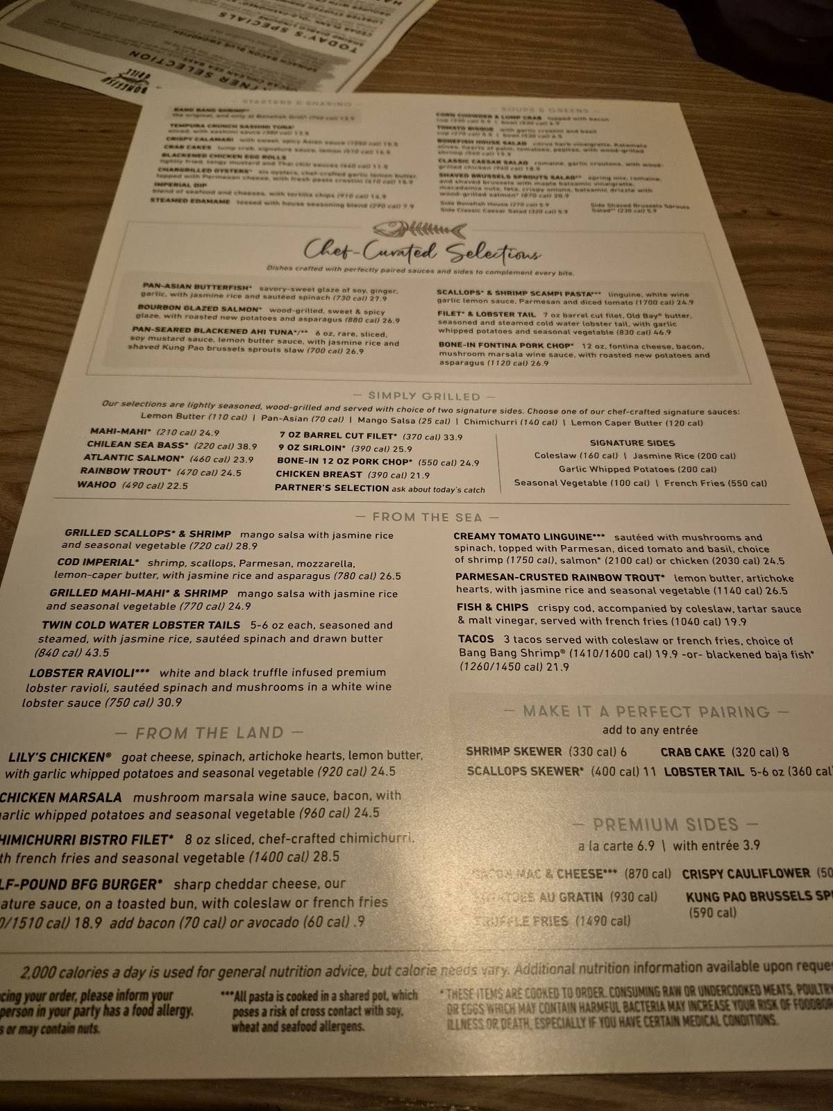Bonefish Grill меню