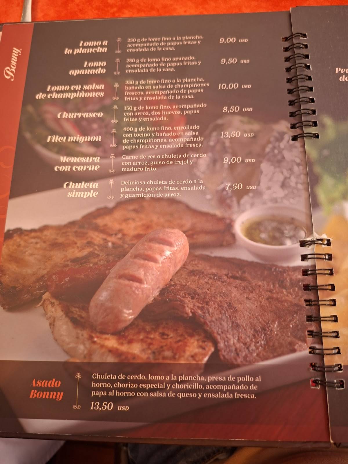 Bonny Restaurant меню