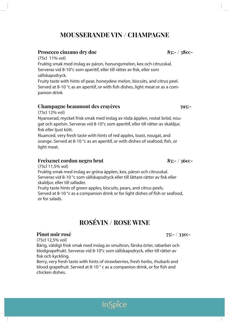 InSpice - Indisk Restaurang меню