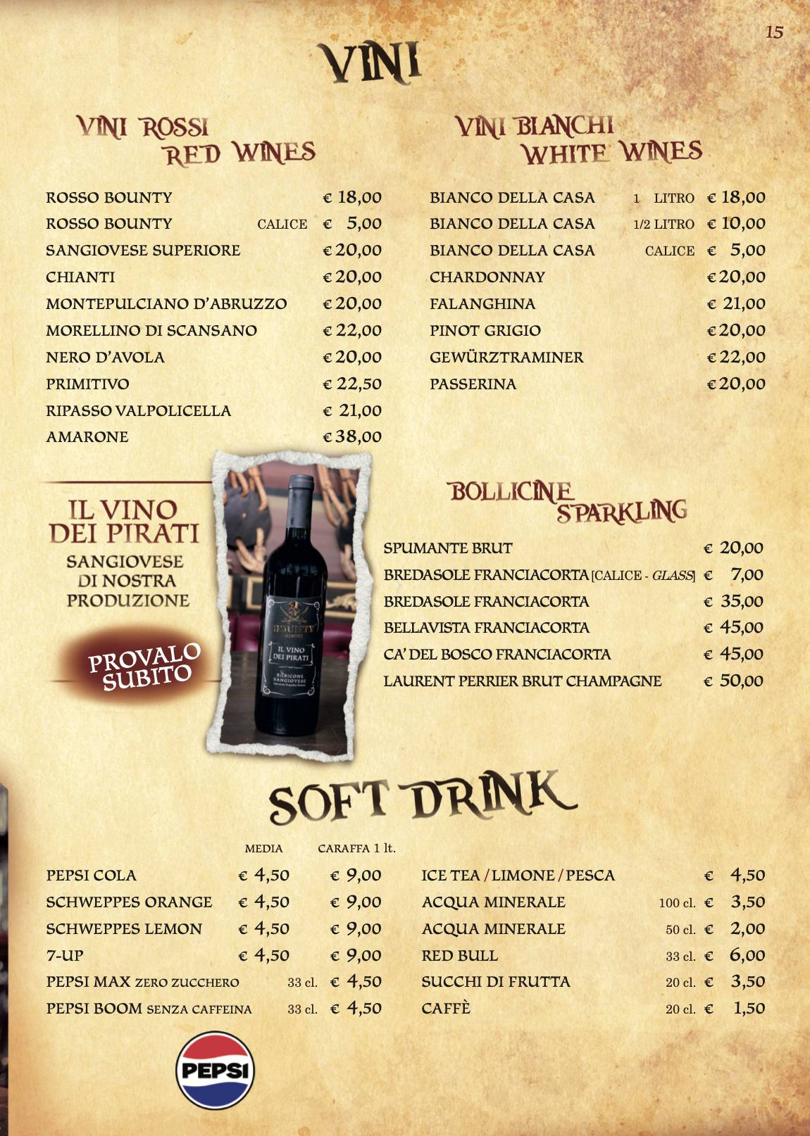Bounty Rimini меню