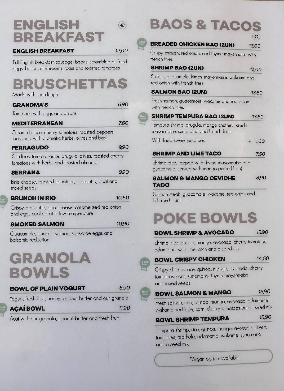Brunch in Rio меню
