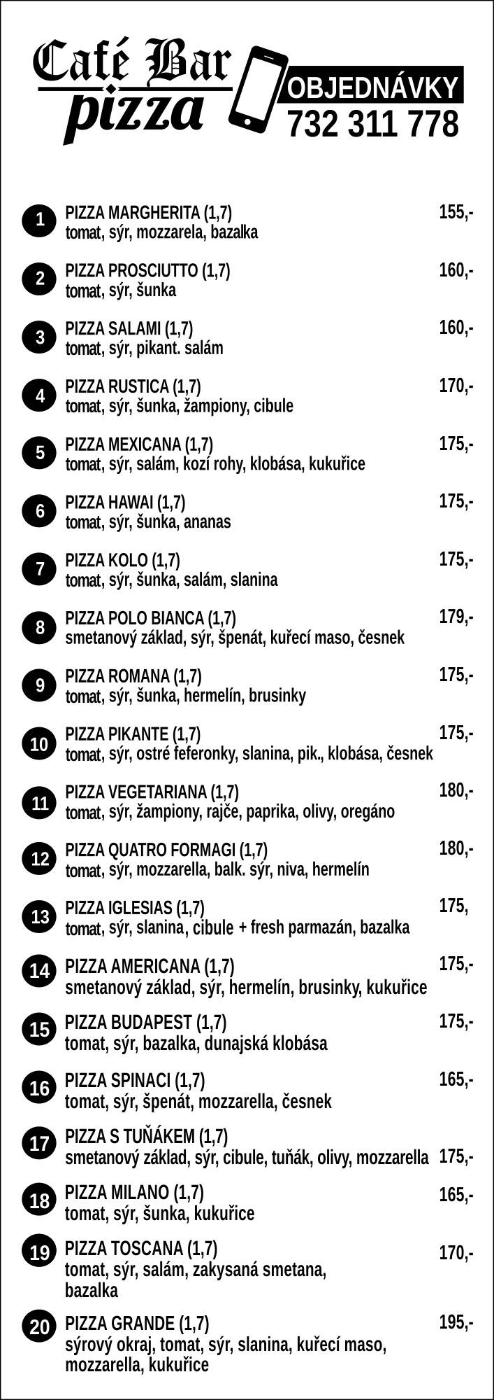 Café Bar Letovice меню