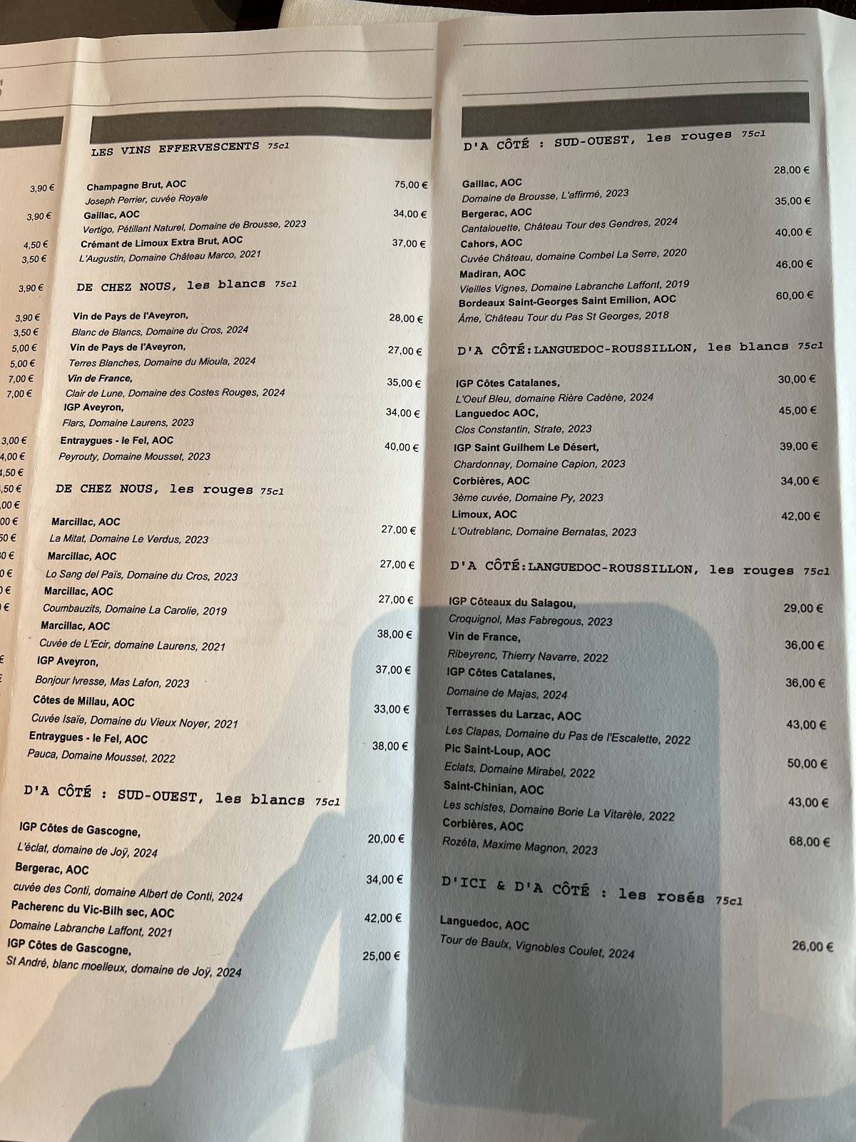 Café Bras меню