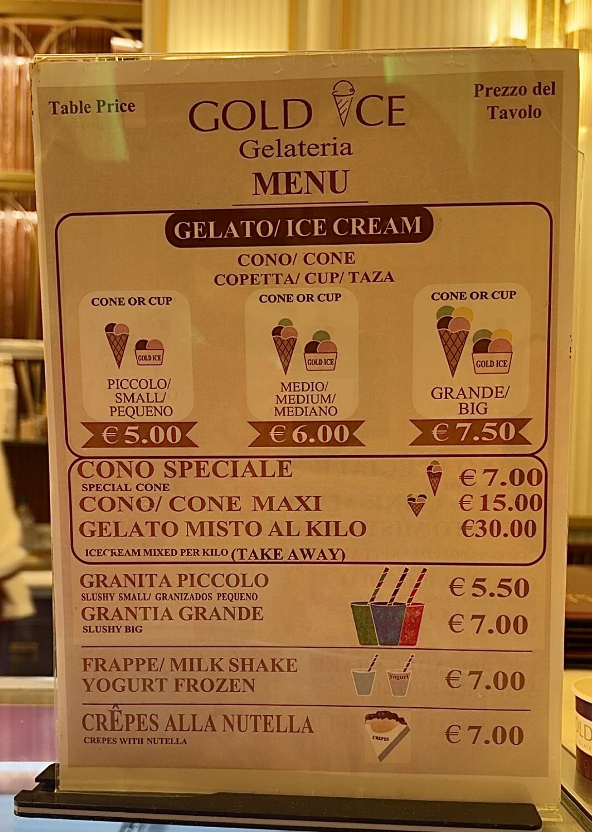 GOLD ICE меню